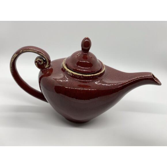 Pier 1 Imports Aladdin Teapot w/Lid Earthenware Rustic Red Holds 2 Cups - Picture 1 of 10